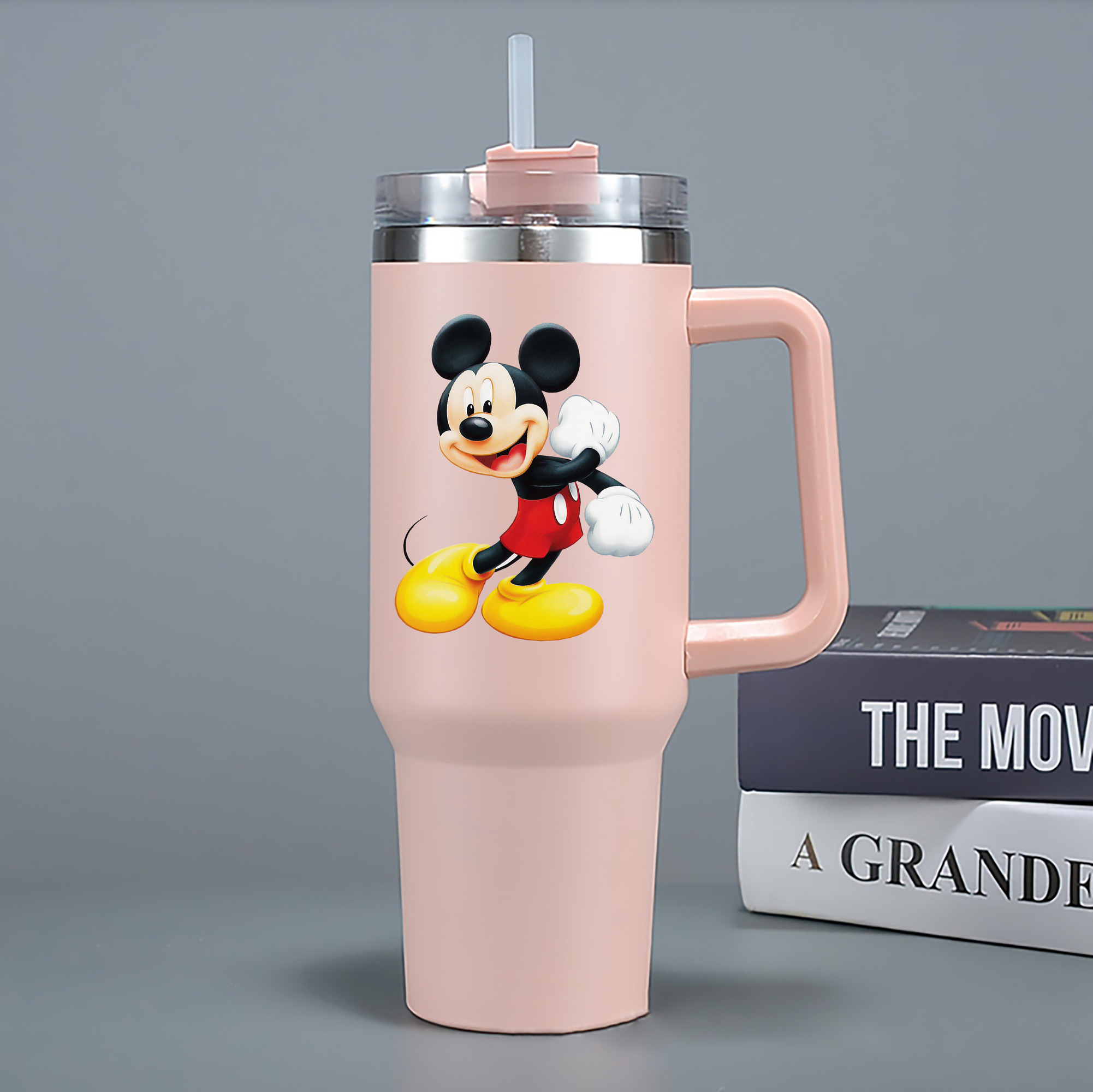 （画像用） ミッキーマウス Mickey Mouse 1200mL車用タンブラー - クリスタルステッカー（プラスチックストロー付き）